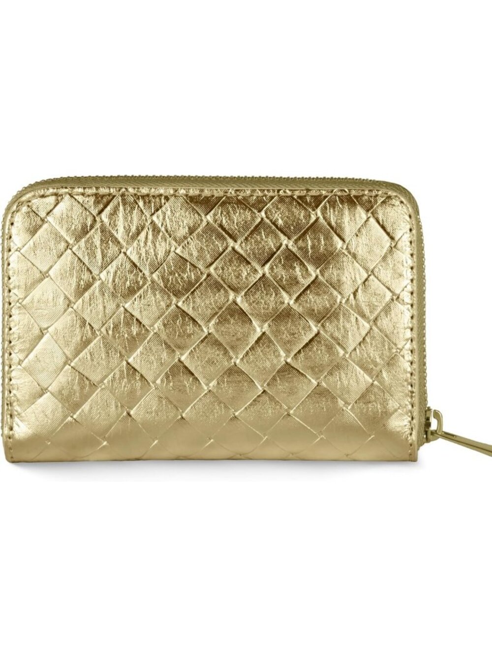 Genuine Suede Wallet for Women | Metallic Weave, Full Zip Closure, Small Purse